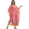 imageMoss Rose Kaftan Dresses for Women V Neck Summer Swimsuit Cover up Caftan Maxi Beach DressesAred Purple