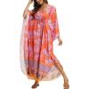 imageMoss Rose Kaftan Dresses for Women V Neck Summer Swimsuit Cover up Caftan Maxi Beach DressesAred Purple