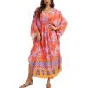 imageMoss Rose Kaftan Dresses for Women V Neck Summer Swimsuit Cover up Caftan Maxi Beach DressesAred Purple