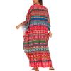 imageMoss Rose Kaftan Dresses for Women V Neck Summer Swimsuit Cover up Caftan Maxi Beach DressesBred Print