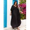 imageMoss Rose Kaftan Dresses for Women V Neck Summer Swimsuit Cover up Caftan Maxi Beach DressesCblack