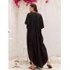 imageMoss Rose Kaftan Dresses for Women V Neck Summer Swimsuit Cover up Caftan Maxi Beach DressesCblack