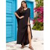 imageMoss Rose Kaftan Dresses for Women V Neck Summer Swimsuit Cover up Caftan Maxi Beach DressesCblack