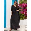 imageMoss Rose Kaftan Dresses for Women V Neck Summer Swimsuit Cover up Caftan Maxi Beach DressesCblack