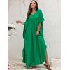 imageMoss Rose Kaftan Dresses for Women V Neck Summer Swimsuit Cover up Caftan Maxi Beach DressesCdark Green