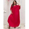 imageMoss Rose Kaftan Dresses for Women V Neck Summer Swimsuit Cover up Caftan Maxi Beach DressesCred