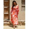 imageMoss Rose Kaftan Dresses for Women V Neck Summer Swimsuit Cover up Caftan Maxi Beach DressesD Orange Red