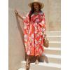 imageMoss Rose Kaftan Dresses for Women V Neck Summer Swimsuit Cover up Caftan Maxi Beach DressesD Orange Red
