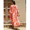 imageMoss Rose Kaftan Dresses for Women V Neck Summer Swimsuit Cover up Caftan Maxi Beach DressesD Orange Red