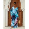 imageMoss Rose Kaftan Dresses for Women V Neck Summer Swimsuit Cover up Caftan Maxi Beach DressesE Colorful 1