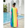 imageMoss Rose Kaftan Dresses for Women V Neck Summer Swimsuit Cover up Caftan Maxi Beach DressesE Colorful 2