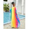 imageMoss Rose Kaftan Dresses for Women V Neck Summer Swimsuit Cover up Caftan Maxi Beach DressesE Colorful 2