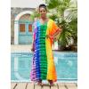 imageMoss Rose Kaftan Dresses for Women V Neck Summer Swimsuit Cover up Caftan Maxi Beach DressesE Colorful 3