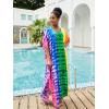 imageMoss Rose Kaftan Dresses for Women V Neck Summer Swimsuit Cover up Caftan Maxi Beach DressesE Colorful 3