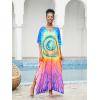 imageMoss Rose Kaftan Dresses for Women V Neck Summer Swimsuit Cover up Caftan Maxi Beach DressesE Colorful 4