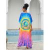 imageMoss Rose Kaftan Dresses for Women V Neck Summer Swimsuit Cover up Caftan Maxi Beach DressesE Colorful 4