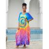 imageMoss Rose Kaftan Dresses for Women V Neck Summer Swimsuit Cover up Caftan Maxi Beach DressesE Colorful 4
