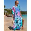 imageMoss Rose Kaftan Dresses for Women V Neck Summer Swimsuit Cover up Caftan Maxi Beach DressesE Colorful 7