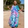 imageMoss Rose Kaftan Dresses for Women V Neck Summer Swimsuit Cover up Caftan Maxi Beach DressesE Colorful 7