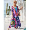 imageMoss Rose Kaftan Dresses for Women V Neck Summer Swimsuit Cover up Caftan Maxi Beach DressesE Purple Floral