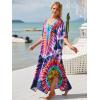 imageMoss Rose Kaftan Dresses for Women V Neck Summer Swimsuit Cover up Caftan Maxi Beach DressesE Purple Floral