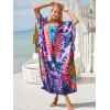 imageMoss Rose Kaftan Dresses for Women V Neck Summer Swimsuit Cover up Caftan Maxi Beach DressesE Purple Floral