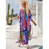 imageMoss Rose Kaftan Dresses for Women V Neck Summer Swimsuit Cover up Caftan Maxi Beach DressesE Purple Floral