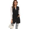 imageMoss Rose Long Vest for Women Sleeveless Cardigans Ribbed Knit Outwear with Belt and PocketsBlack