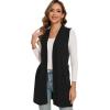 imageMoss Rose Long Vest for Women Sleeveless Cardigans Ribbed Knit Outwear with Belt and PocketsBlack