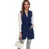 imageMoss Rose Long Vest for Women Sleeveless Cardigans Ribbed Knit Outwear with Belt and PocketsNavy