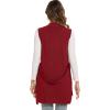 imageMoss Rose Long Vest for Women Sleeveless Cardigans Ribbed Knit Outwear with Belt and PocketsWine Red