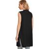 imageMoss Rose Long Vest for Women Sleeveless Lightweight Open Front Cardigans Ribbed Knit Outwear with PocketsBlack