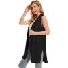 imageMoss Rose Long Vest for Women Sleeveless Lightweight Open Front Cardigans Ribbed Knit Outwear with PocketsBlack