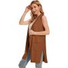imageMoss Rose Long Vest for Women Sleeveless Lightweight Open Front Cardigans Ribbed Knit Outwear with PocketsCoffee