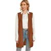 imageMoss Rose Long Vest for Women Sleeveless Lightweight Open Front Cardigans Ribbed Knit Outwear with PocketsCoffee