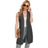 imageMoss Rose Long Vest for Women Sleeveless Lightweight Open Front Cardigans Ribbed Knit Outwear with PocketsDark Grey