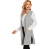 imageMoss Rose Long Vest for Women Sleeveless Lightweight Open Front Cardigans Ribbed Knit Outwear with PocketsGray