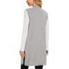 imageMoss Rose Long Vest for Women Sleeveless Lightweight Open Front Cardigans Ribbed Knit Outwear with PocketsGray