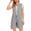 imageMoss Rose Long Vest for Women Sleeveless Lightweight Open Front Cardigans Ribbed Knit Outwear with PocketsGray