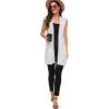 imageMoss Rose Long Vest for Women Sleeveless Lightweight Open Front Cardigans Ribbed Knit Outwear with PocketsIvory