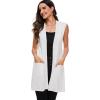 imageMoss Rose Long Vest for Women Sleeveless Lightweight Open Front Cardigans Ribbed Knit Outwear with PocketsIvory