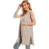 imageMoss Rose Long Vest for Women Sleeveless Lightweight Open Front Cardigans Ribbed Knit Outwear with PocketsKhaki
