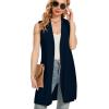 imageMoss Rose Long Vest for Women Sleeveless Lightweight Open Front Cardigans Ribbed Knit Outwear with PocketsNavy