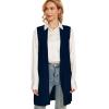 imageMoss Rose Long Vest for Women Sleeveless Lightweight Open Front Cardigans Ribbed Knit Outwear with PocketsNavy