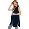 imageMoss Rose Long Vest for Women Sleeveless Lightweight Open Front Cardigans Ribbed Knit Outwear with PocketsNavy