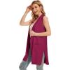 imageMoss Rose Long Vest for Women Sleeveless Lightweight Open Front Cardigans Ribbed Knit Outwear with PocketsWine Red