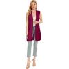 imageMoss Rose Long Vest for Women Sleeveless Lightweight Open Front Cardigans Ribbed Knit Outwear with PocketsWine Red