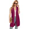imageMoss Rose Long Vest for Women Sleeveless Lightweight Open Front Cardigans Ribbed Knit Outwear with PocketsWine Red