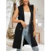 imageMoss Rose Sleeveless Cardigans for Women Open Front Sweaters Vest Lapel Collar Button Down Long Outerwear CoatsBlack