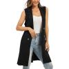 imageMoss Rose Sleeveless Cardigans for Women Open Front Sweaters Vest Lapel Collar Button Down Long Outerwear CoatsBlack